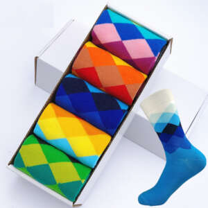 SIM00030 Casual Patterned Cotton Socks 5 Pairs Set