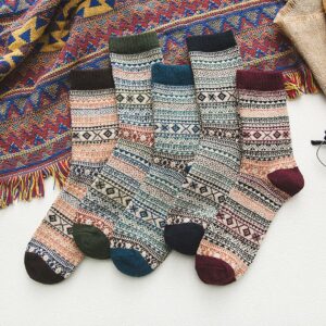 SIM00024 Bohemian style Wool Socks 5 Pairs Set