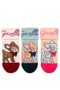 SIB00015 Baby's deer patterned Towel Socks 3 Pack