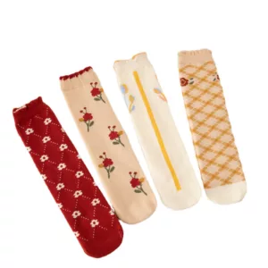 SIK00123 Floral Jacquard Girls Socks (1)